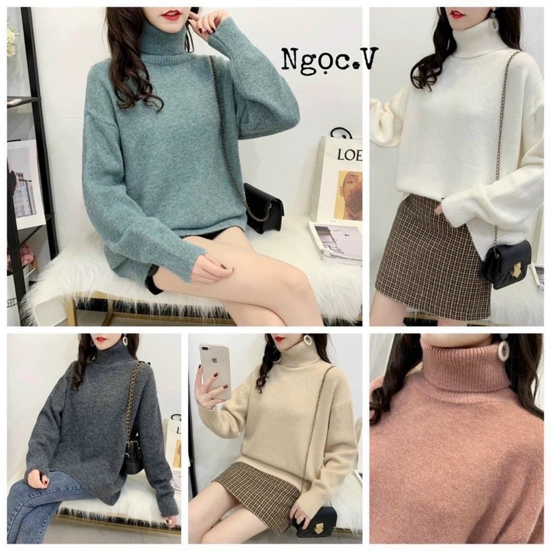 Áo len cao cổ hàng quảng châu kèm ảnh thật