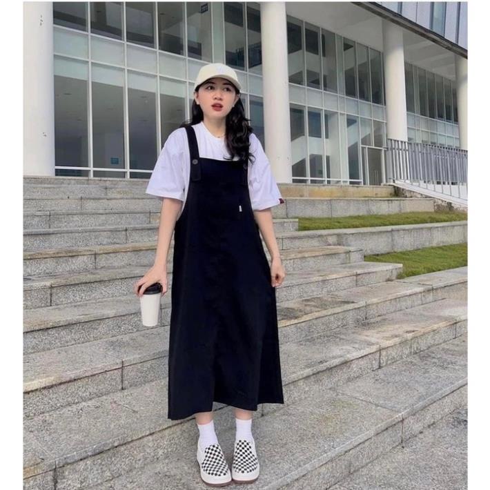 Váy Yếm Đen Dáng Dài Phong Cách Hàn Quốc Siêu Xinh (Hàng Sẵn)