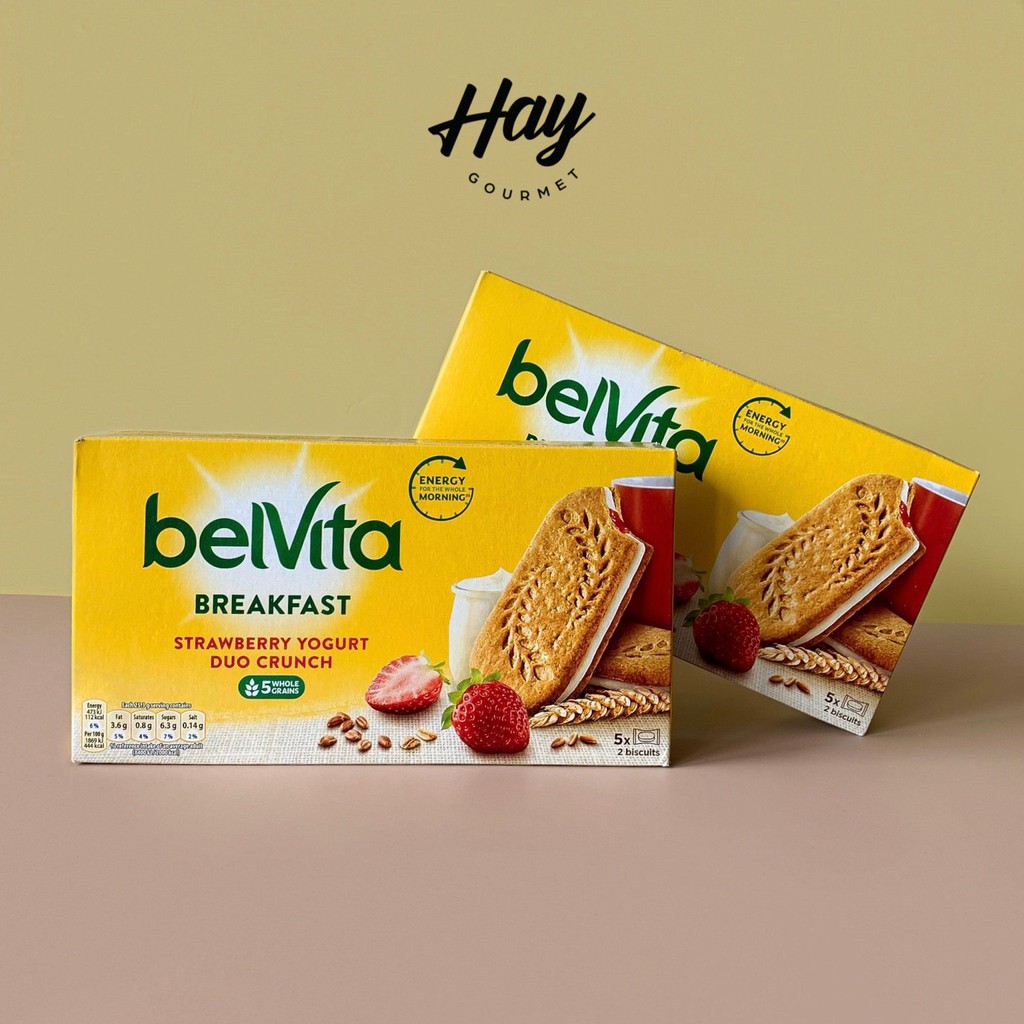 Bánh quy ăn sáng bổ dưỡng tiện lợi Belvita Breakfast Biscuits Bars Duo Crunch Strawberry & Yogurt  | HAY Gourmet
