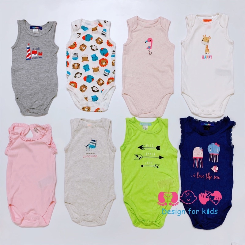 (Size 12-24m) Bodysuit, bộ body chip BA LỖ sát nách hàng xuất dư LUPILU vải thông hơi cho bé (12-18m)