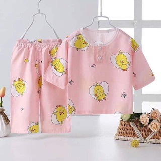 Đồ bộ cho bé mặc nhà dài tay chất lanh lụa siêu mát