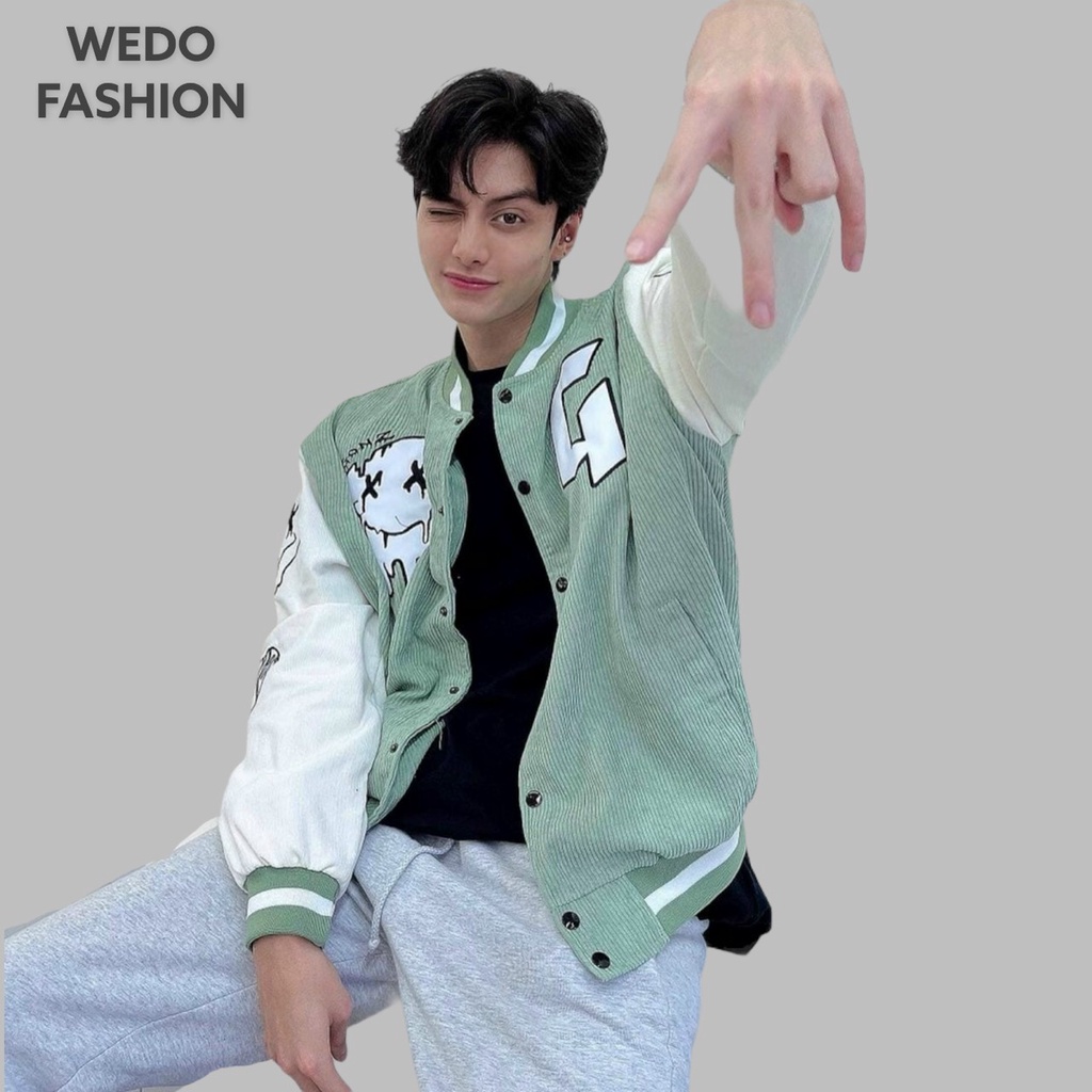 Áo khoác Bomber Unisex nam nữ, áo Khoác vải nhung Basic GONZO phong cách streetwear cá Tính WEDO