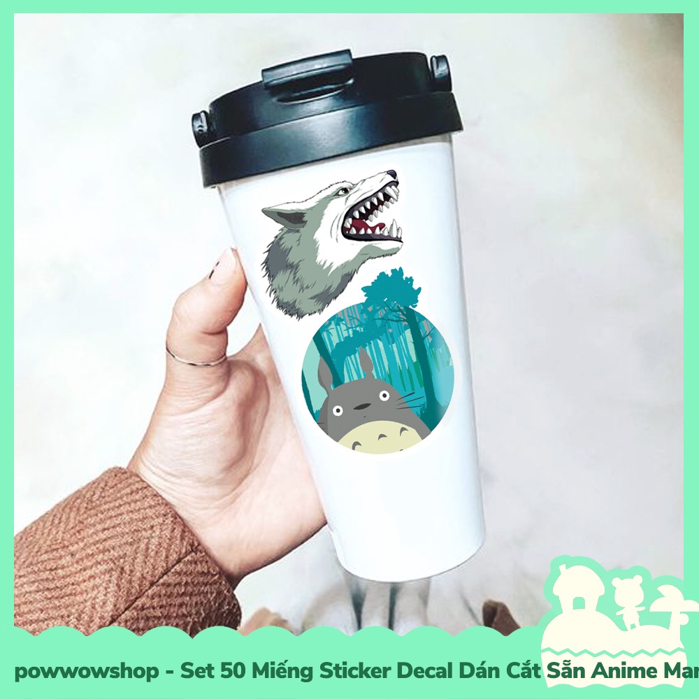[Sẵn VN - Hỏa Tốc] Set 50 Miếng Sticker Decal Cắt Sẵn DIY Dán Trang Trí Vật Dụng Mẫu Totoro Spirited Away Anime Manga Gh