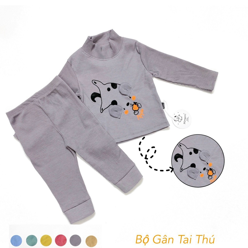 [Mimonri]BỘ LEN TĂM TAI THÚ cho bé trai bé gái [Hàng Mới Về] BỘ THUN GÂN THU ĐÔNG co giãn 4 chiều mềm mịn