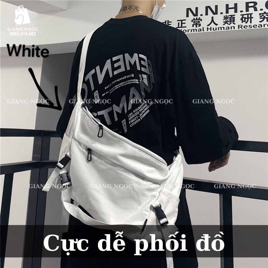 Túi đeo chéo đi học thời trang nam nữ hot nhất hai màu đen trắng | BigBuy360 - bigbuy360.vn