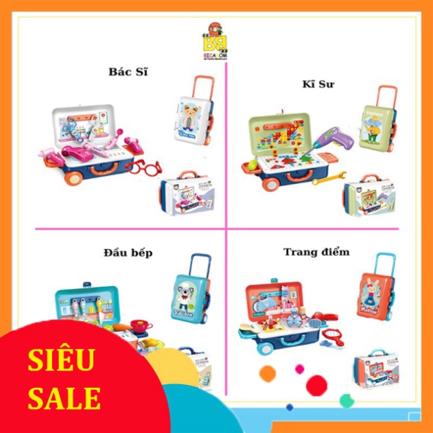 Đồ chơi giáo dục sớm cho bé nhập vai valy bác sĩ kĩ sư đầu bếp trang điểm Bc30