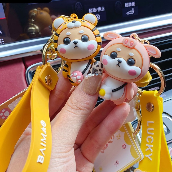 Móc khóa gắn hình cún Shiba hoạt hình đáng yêu