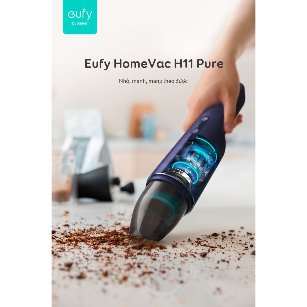 Máy hút bụi mini cầm tay Eufy HomeVac H11 Pure - nhỏ gọn, lực hút mạnh, dễ dàng làm sạch xe hơi, bàn ghế, giường tủ | BigBuy360 - bigbuy360.vn