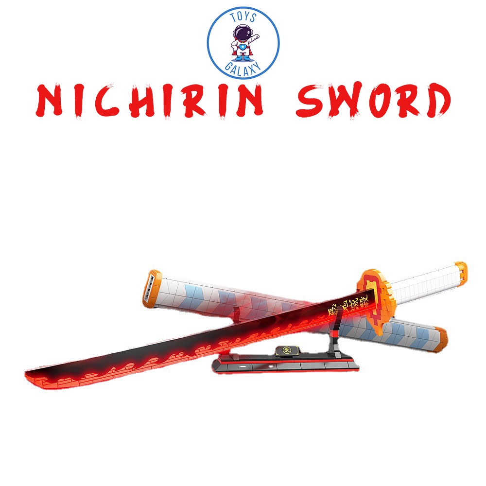 Đồ Chơi Lắp Ráp Kiểu LEGO Mô Hình Nhật Luân Kiếm Phát Sáng Của Viêm Trụ Rengoku Kyoujurou trong Kimetsu no Yaiba 731