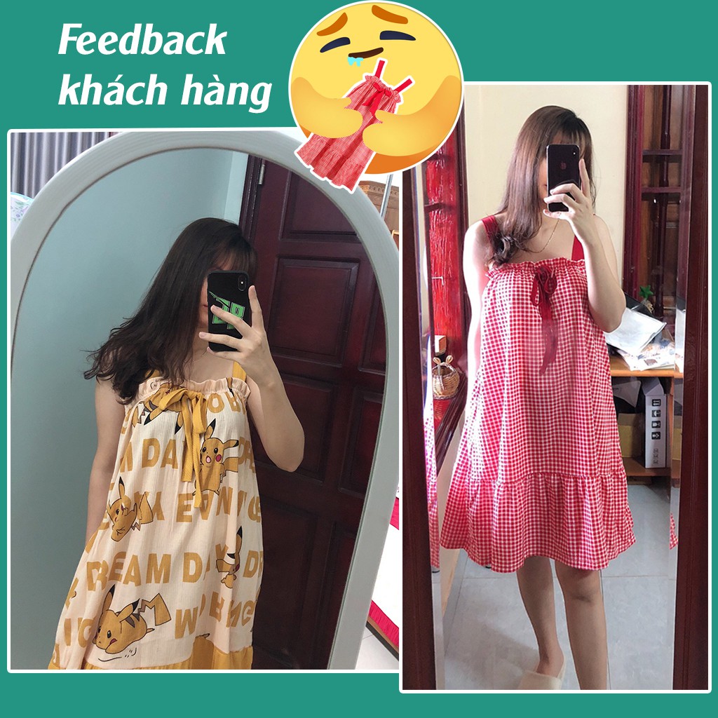 Váy Ngủ 2 Dây Bản To Dáng Suông Họa Tiết Dễ Thương Váy Ngủ Cute 2 Dây V001 | BigBuy360 - bigbuy360.vn