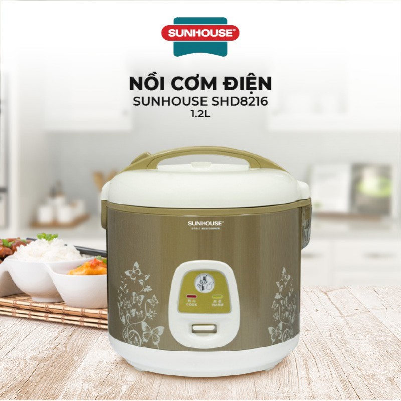 Nồi cơm điện Sunhouse SHD8216 1.2L, màu vàng, công nghệ nấu 1D