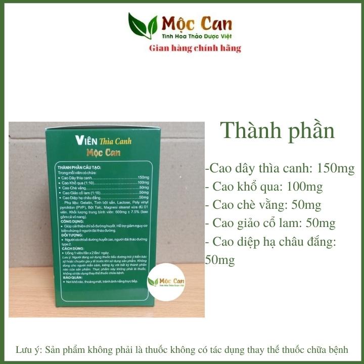 Viên Dây Thìa Canh Mộc Can hạ đường huyết, ngưng biến chứng tiểu đường Hộp 120 Viên ổn định đường huyết lâu dài