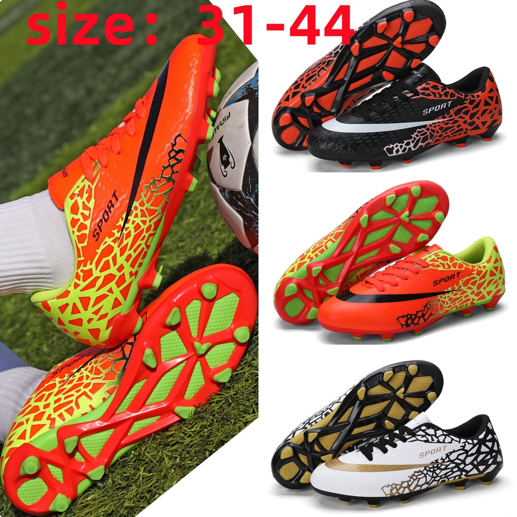 Kích thước:31-43 FG Giày bóng đá có mũi nhọn cao cho trẻ em , giày huấn luyện bóng đá sân cỏ nhân tạo cho thanh niên