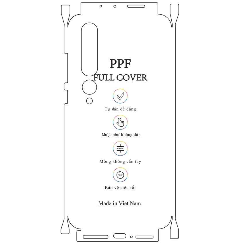 Dán dẻo PPF Mi 10 mặt sau full viền