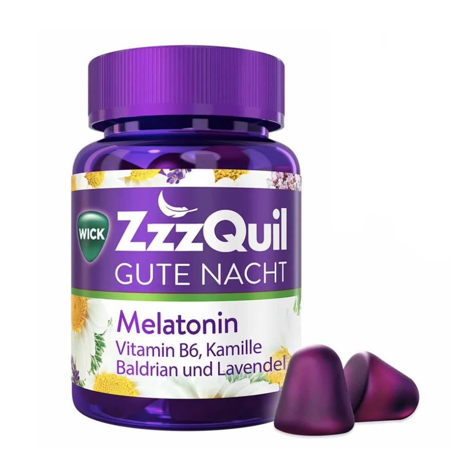 Gum Melatonin hỗ trợ giấc ngủ WICK ZzzQuil Gute Nacht Weichgummis hộp 60 gum