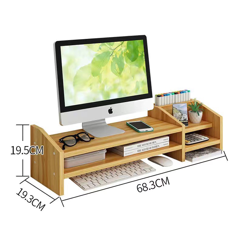 Kệ Để Màn Hình Máy Tính - Laptop Để Bàn Bằng Gỗ Trơn Kiểu Dáng Đơn Giản Tiện Dụng Giá Rẻ NTK05 Home Decor Store