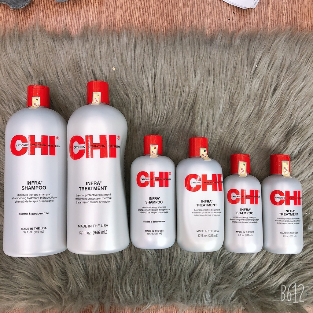 Cặp dầu gội xả CHI Infra shampoo &amp; treatment siêu mượt cho tóc khô hư tổn (xám) Mỹ 946ml