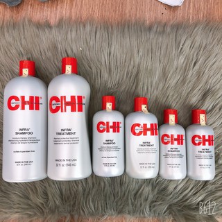Cặp dầu gội xả CHI Infra shampoo & treatment siêu mượt cho tóc khô hư tổn (xám) Mỹ 946ml