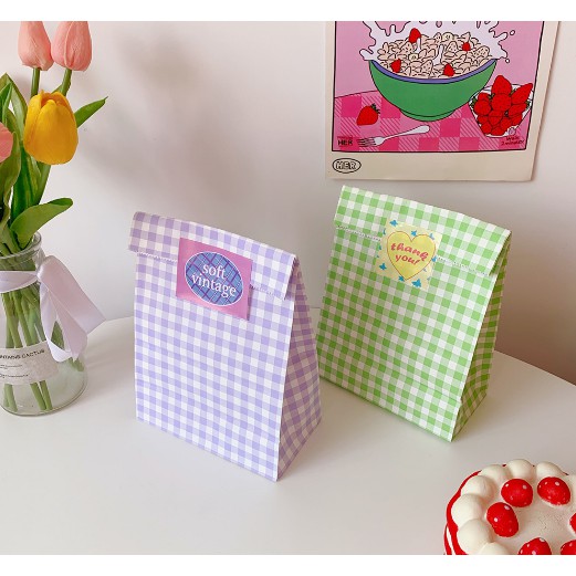 [Mã LIFEBOOK2 giảm 10% đơn 0Đ] Túi Giấy Mini Đựng Quà Tặng, Vật Nhỏ Cute Hình Caro Gingham Màu DIY