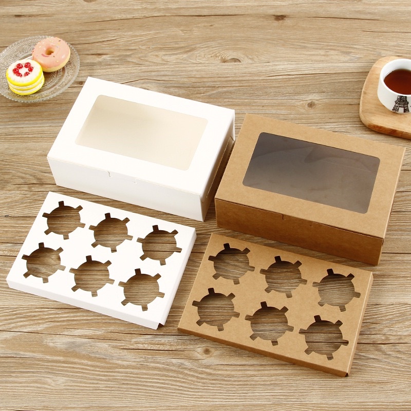 Hộp giấy đựng cupcake nắp trong các cỡ