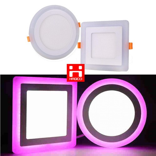 Đèn mâm led ốp nổi áp trần 3 chế độ màu viền hồng vuông tròn 3W 6W 12W 18W | WebRaoVat - webraovat.net.vn