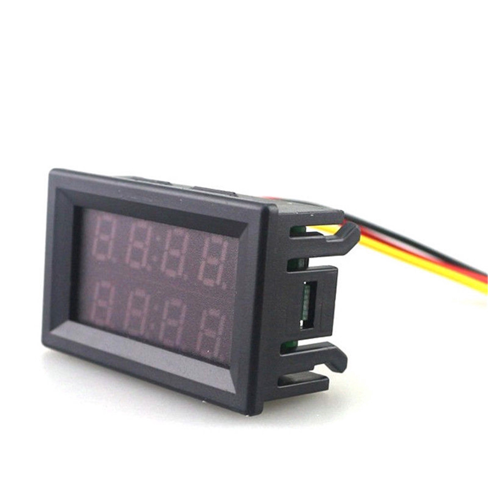Vôn kế kiêm ampe kế PCBFUN DC 0-200V 10A hiển thị kỹ thuật số kép đỏ và đỏ LED 4 bit 5 dây