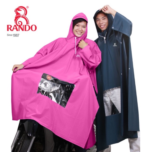 Áo mưa poncho cao cấp cổ rùa có kiếng đèn