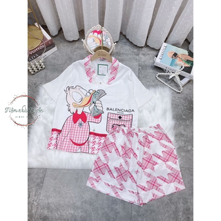 Đồ Bộ Mặc Nhà Pijama Lụa Mango Tay Ngắn Quần Đùi Freesize dưới 58kg - có ảnh thật shop chụp