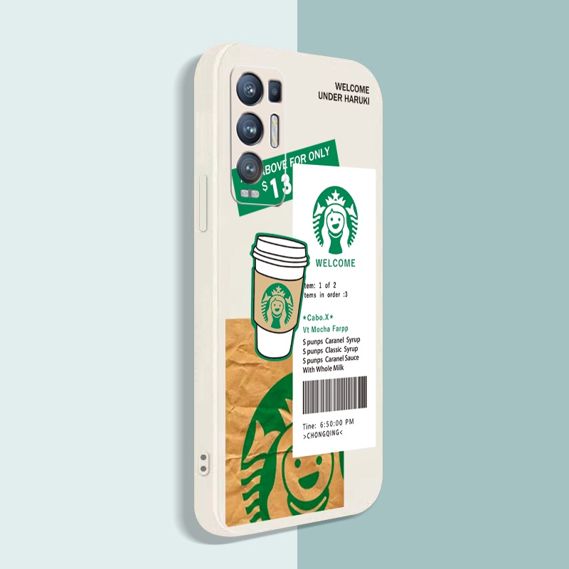 Ốp Điện Thoại Viền Vuông Họa Tiết Starbucks Cho OPPO A17 A17K Reno7 Reno8 4G Reno6 Z 5G Reno 5 Pro 4 3 Reno2 Z F A95 5G A76 A96 A57 A77