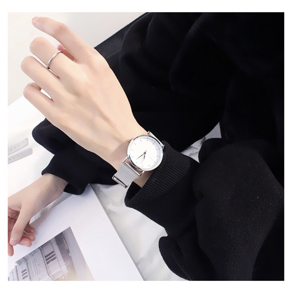 DH059 [GIÁ SỈ] ĐỒNG HỒ NAM NỮ DÂY LƯỚI BẠC WOMAGE 2 MÀU THỜI TRANG CỰC ĐẸP | BigBuy360 - bigbuy360.vn