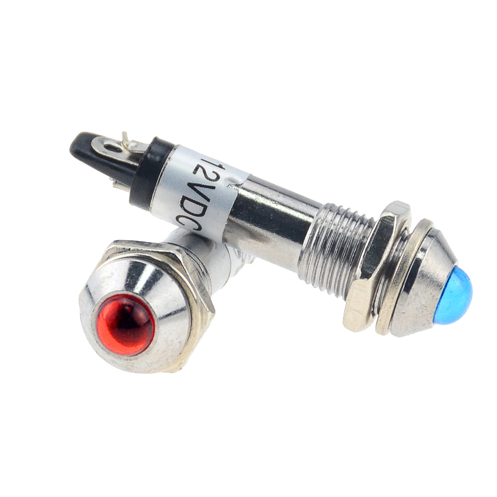 Đèn led Tín Hiệu xd8-2 8mm 12v 24v 220v Bằng Kim Loại Chống Nước Có Công Tắc Không Dây