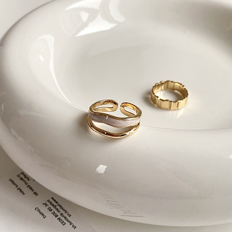 Nhẫn Đeo Tay Kim Loại Gợn Sóng Thời Trang Hàn Quốc Cho Nữ