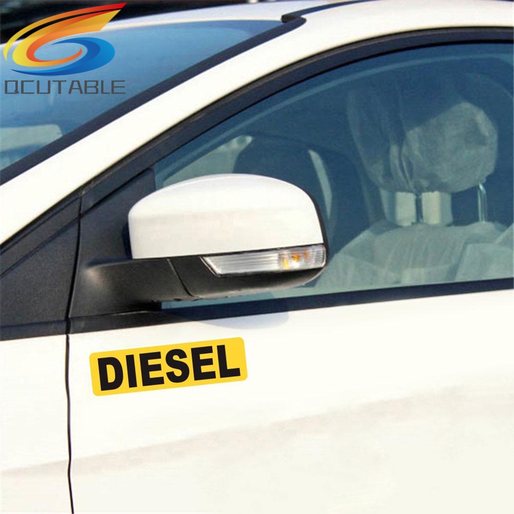 Set 2 miếng dán trang trí xe hơi phản quang họa tiết nhắc nhở chữ DIESEL