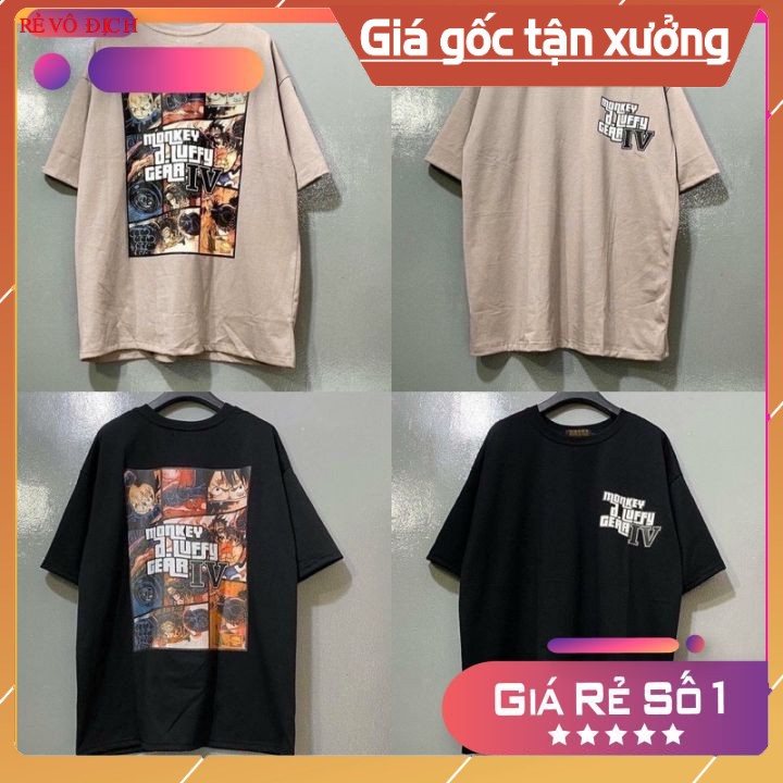 [Rẻ đẸP] Áo Thun Tay Lỡ MONKEY LUFFY GEAR IV Form Rộng Unisex (2 Màu Có Ảnh Thật)