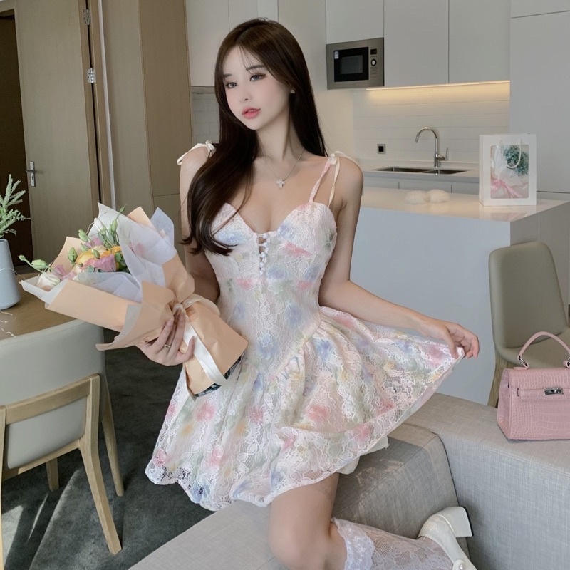 Đầm tiểu thư hai dây dáng xoè