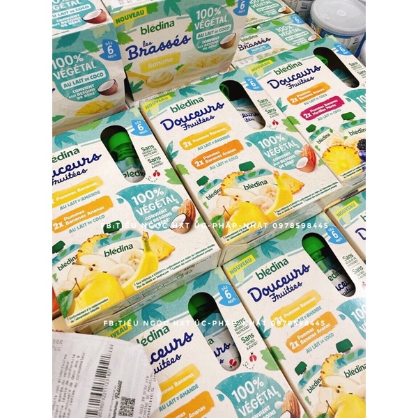 Sữa chua Bledina Douceurs hạnh nhân/dừa cho bé dị ứng đạm bò từ 6M túi vặn 90g