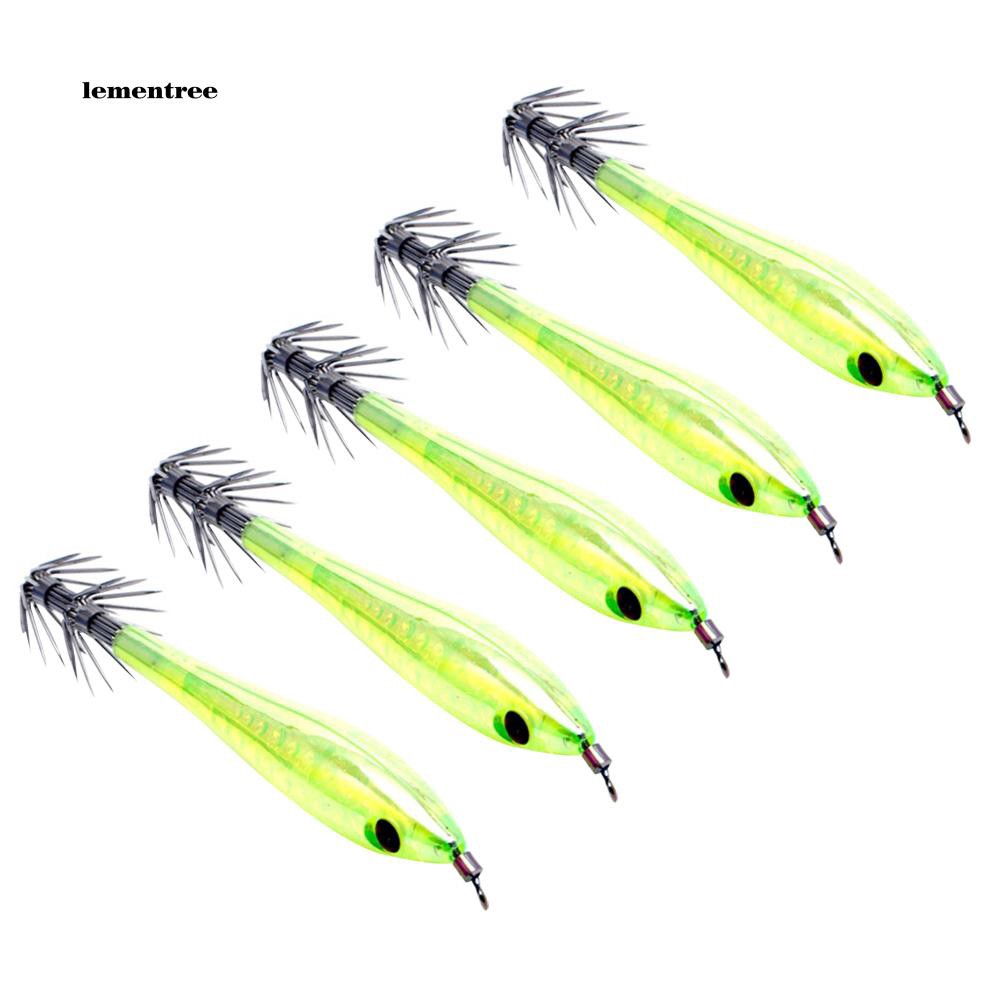 Set 5 Mồi Câu Cá Giả Dạ Quang Dạng Mực Cứng 10cm