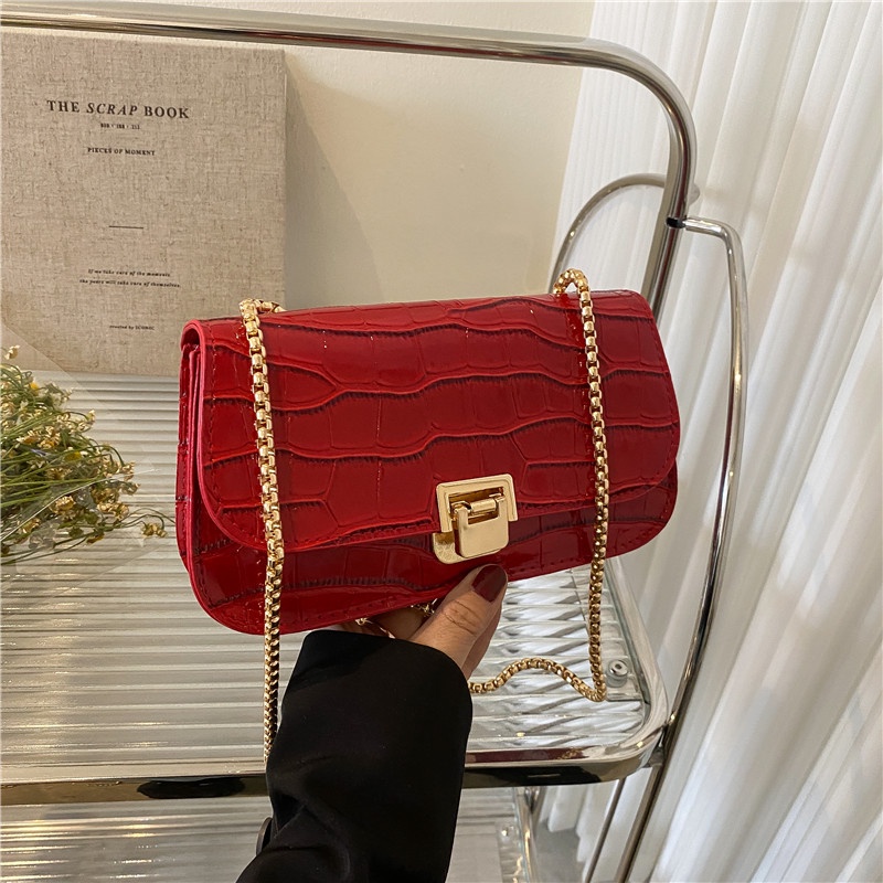 Túi Đeo Vai Họa Tiết Đá Phối Dây Xích Thời Trang Cho Nữ