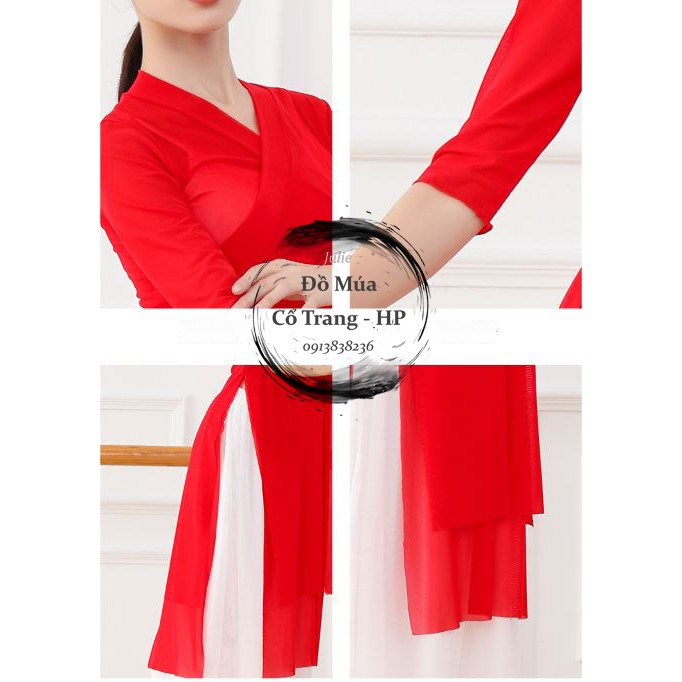 Áo múa dài cổ chữ V 6 mảnh