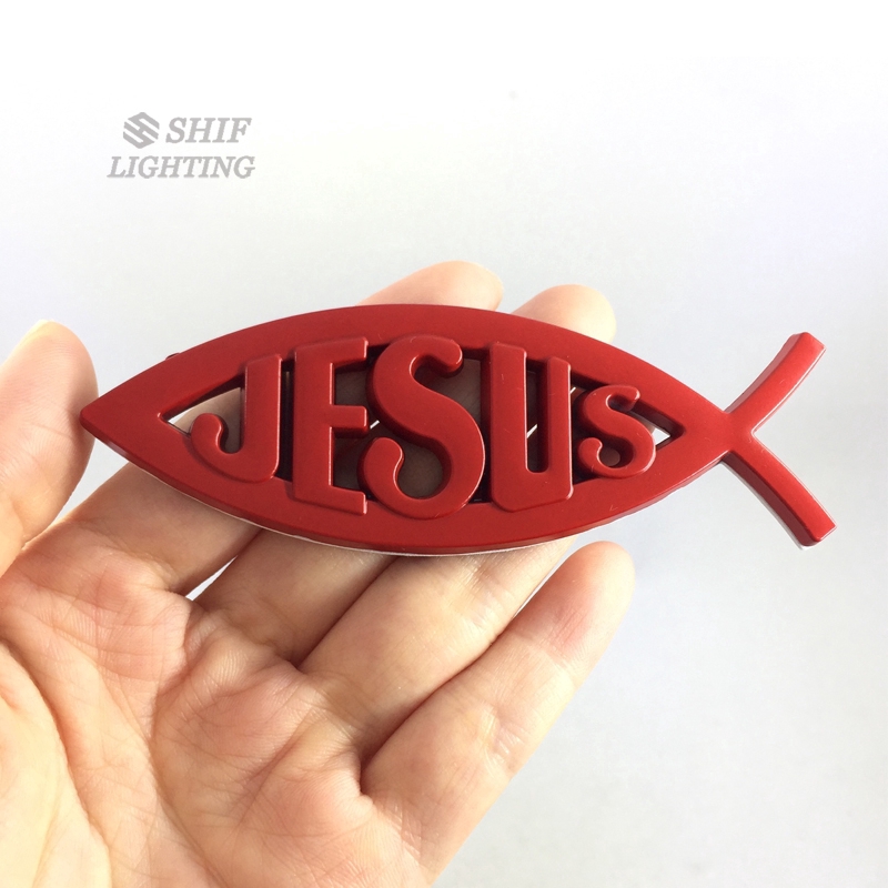 Logo kim loại hình cá gắn sau xe ô tô trang trí tiện dụng nhiều màu lựa chọn