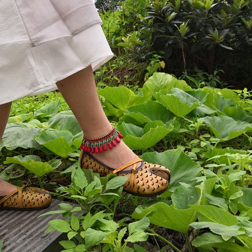 Lắc Chân Đính Hạt Ngọc Lam Phong Cách Bohemian Dành Cho Nữ