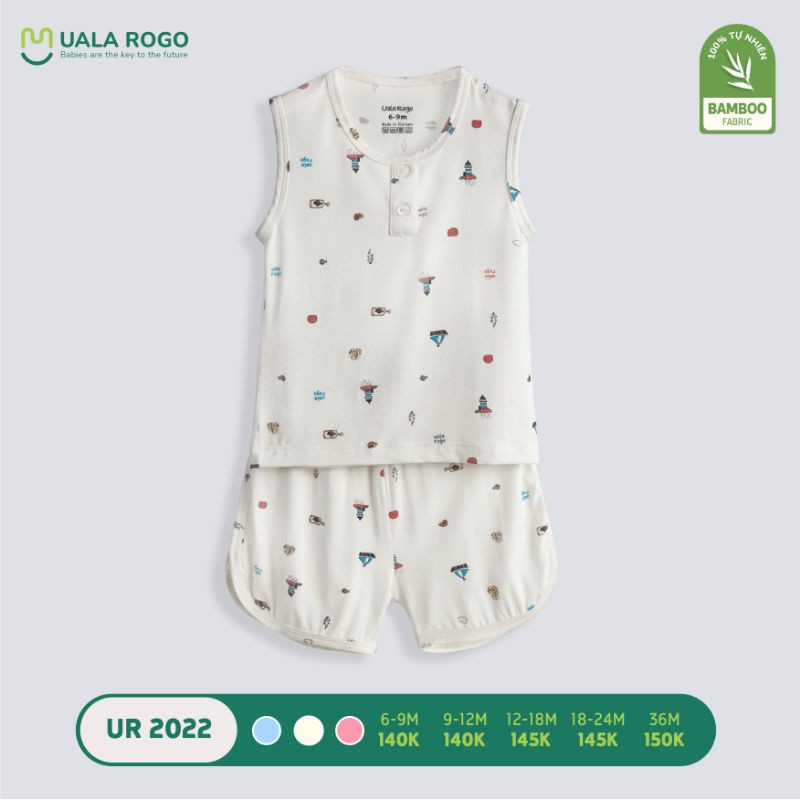 Bộ QA ba lỗ Uala Rogo vải Bamboo cao cấp cho bé trai bé gái (9-48M) UR2022,2067