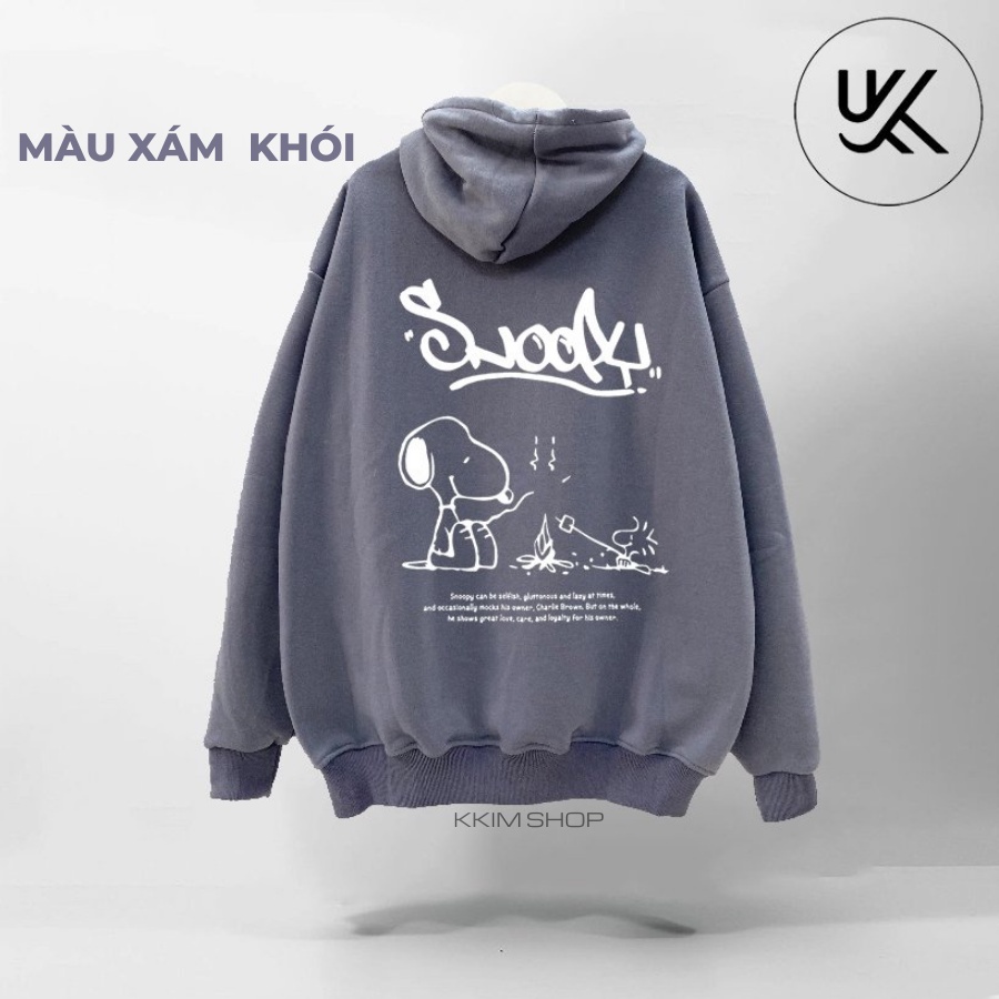 Áo Nỉ HOODIE ZIP CHÓ SNOOPY, Áo khoác hoodie dây kéo unisex nam nữ form rộng oversize, chất nỉ bông cao cấp kkimshop