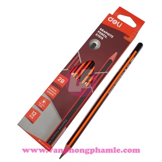 Bút chì gỗ 2B Deli 37015 không gôm (Hộp 12 Cây)