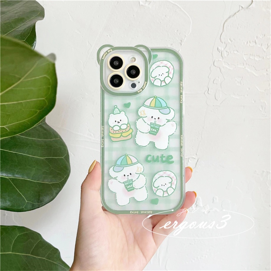 Ốp Điện Thoại Mềm Họa Tiết Hoa Và Gấu Cho iPhone 14 13 12 11 Pro Max SE2020 X XR Xs Max 7 8 6 6s Plus