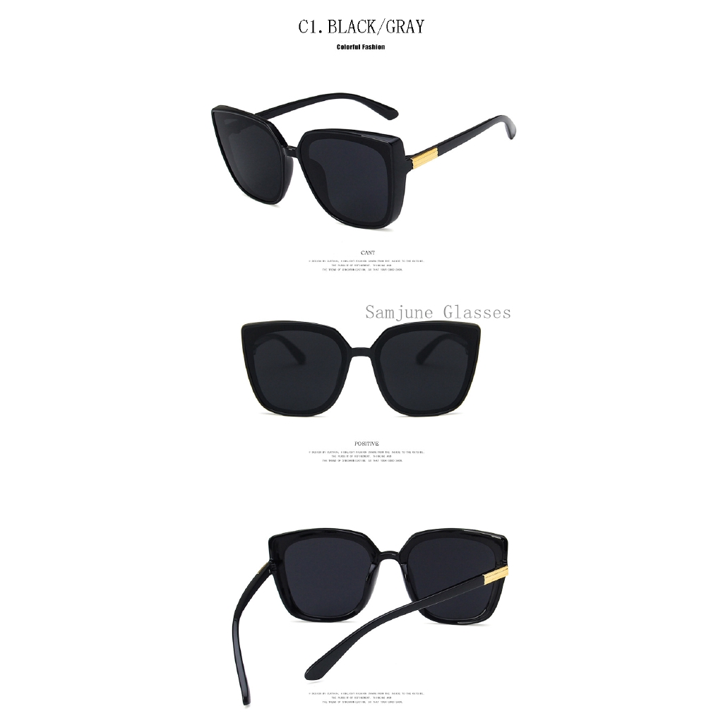 Kính mát SAMJUNE gọng mắt mèo hình vuông phong cách thời trang mới