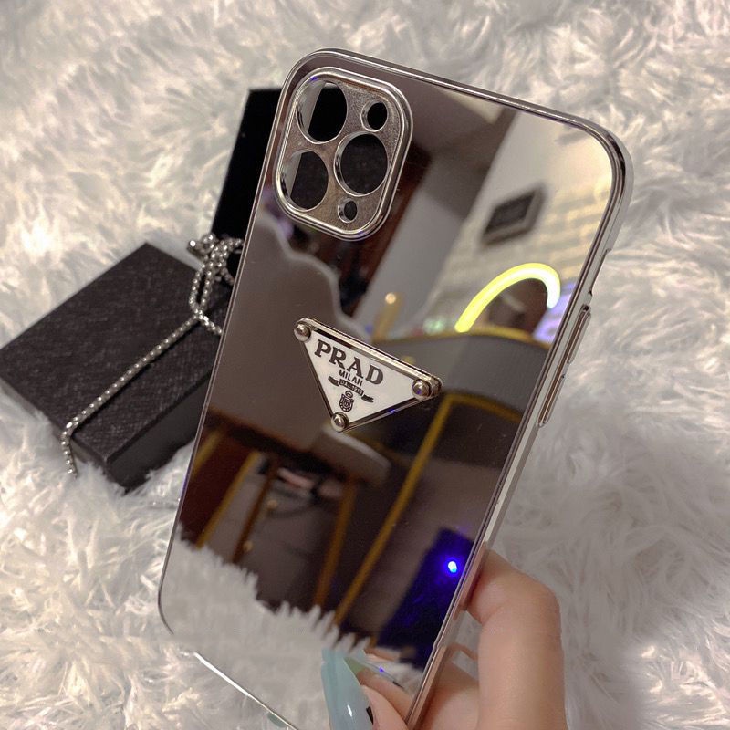Ốp Điện Thoại Nhựa Tráng Gương In Logo Prada Sang Trọng Cho iPhone 12 13 11 14 pro max / xsmax / xr / x / xs max