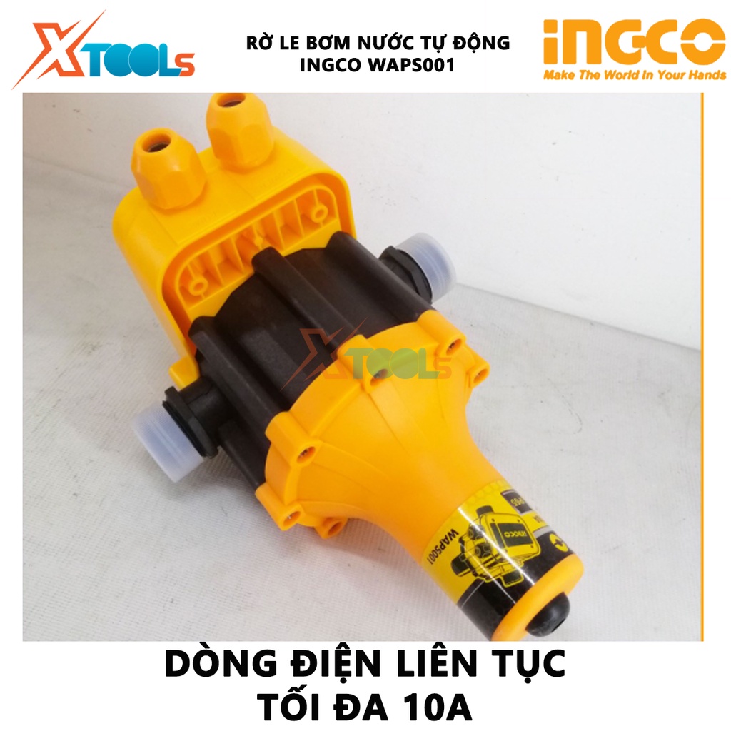 Rờ le tự động bơm nước bằng áp suất INGCO WAPS001 | Máy rờ le bơm nước Điện thế 220-240V~50/60Hz Áp suất khởi động 1.5ba