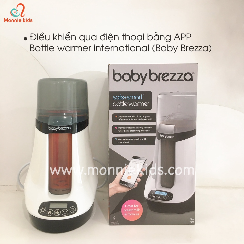 Máy hâm sữa Baby Brezza có kết nối Bluetooth, điều khiển bằng App, hàng chính hãng bảo hành 12 tháng