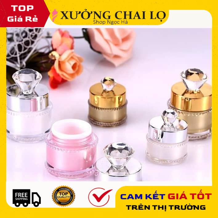 Hũ Chiết Mỹ Phẩm ❤ GIÁ RẺ NHẤT ❤ Hủ Đựng Kem Face Cao Cấp Hột Xoàn 5g,15g vàng, bạc , phụ kiện du lịch